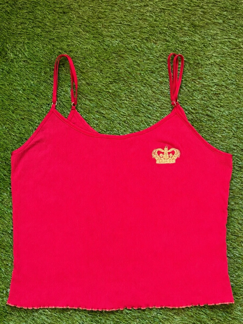 Victoria’s Secret Red Ribbed Crown Embroidered Cami Tank Top Medium